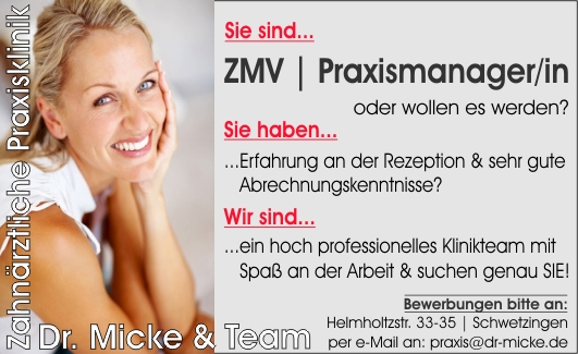 Zahnarzt - Zahnarztpraxis sucht Praxismanagerin